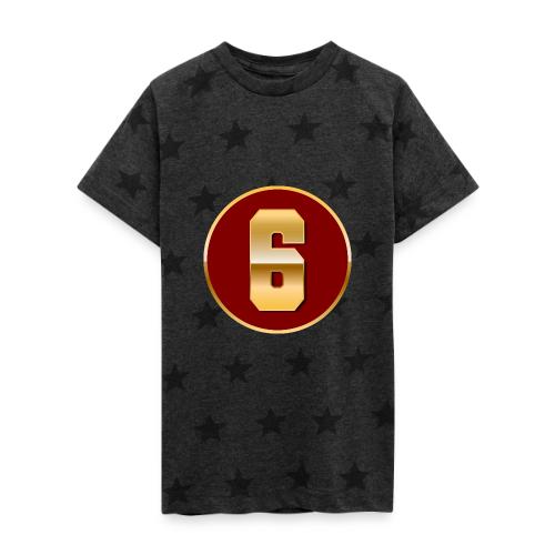 Number 6 in Gold Varsity Font - Kid's 5 Star Print T-Shirt
