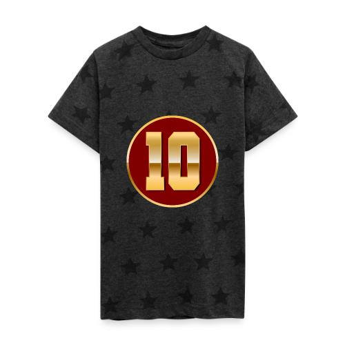 Number 10 in Gold Varsity Font - Kid's 5 Star Print T-Shirt