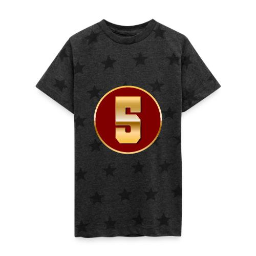 Number 5 in Gold Varsity Font - Kid's 5 Star Print T-Shirt