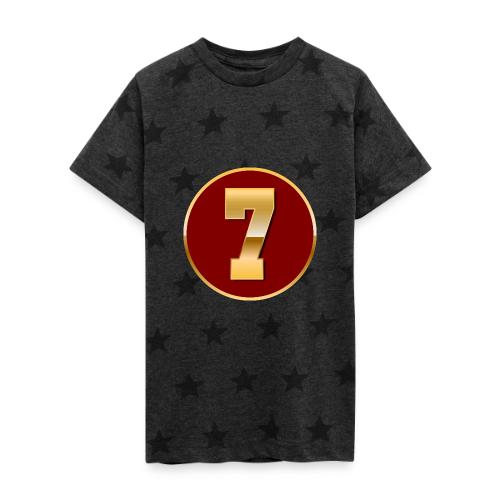 Number 7 in Gold Varsity Font - Kid's 5 Star Print T-Shirt
