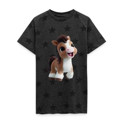 Sweet Cartoon Baby Pony in Brown and White - Kid's 5 Star Print T-Shirt