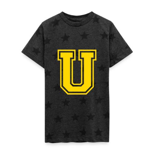 Letter U – Capital Athletic Alphabet Monogram - Kid's 5 Star Print T-Shirt