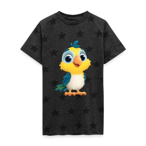 Playful Cartoon Parrot with Big Happy Eyes - Kid's 5 Star Print T-Shirt