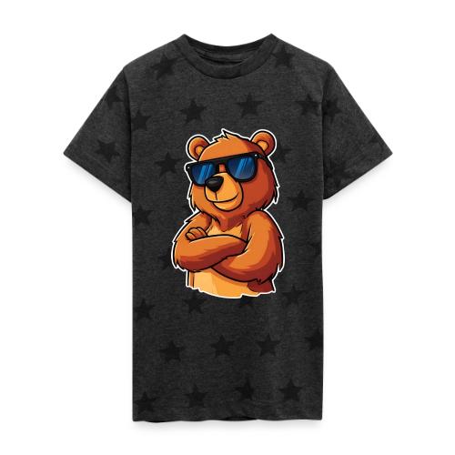 Cool Bear Sunglasses Cartoon Design - Kid's 5 Star Print T-Shirt