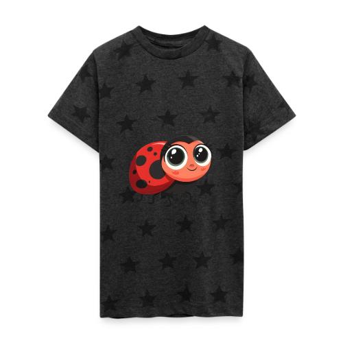 Cute Cartoon Ladybug Full of Joy - Kid's 5 Star Print T-Shirt