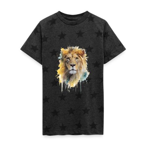 Watercolor Lion Portrait - Kid's 5 Star Print T-Shirt