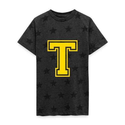 Letter T – Capital Athletic Alphabet Monogram - Kid's 5 Star Print T-Shirt