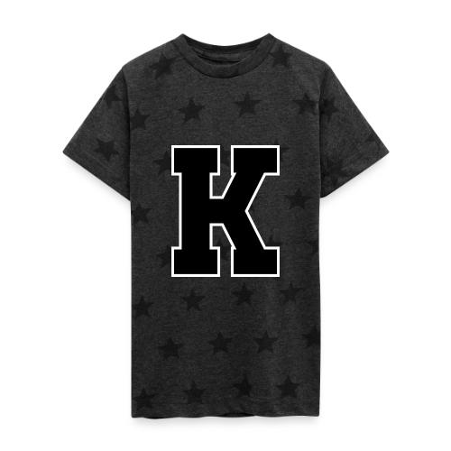 Varsity Letter K Collegiate Font Design - Kid's 5 Star Print T-Shirt