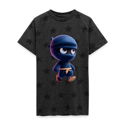 Playful Cartoon Baby Ninja Walking Happily - Kid's 5 Star Print T-Shirt