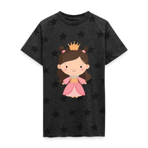 Cute Cartoon Little Princess Standing and Smiling - Kid's 5 Star Print T-Shirt