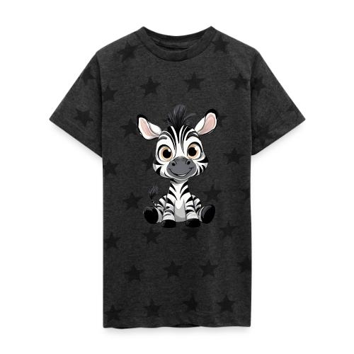 Adorable Cartoon Baby Zebra with Innocent Eyes - Kid's 5 Star Print T-Shirt