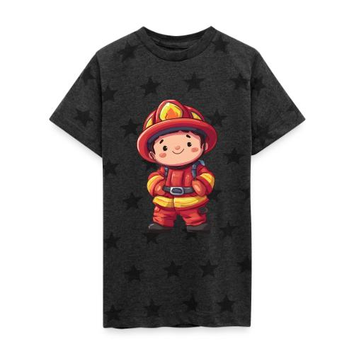 Friendly Firefighter Hero - Kid's 5 Star Print T-Shirt