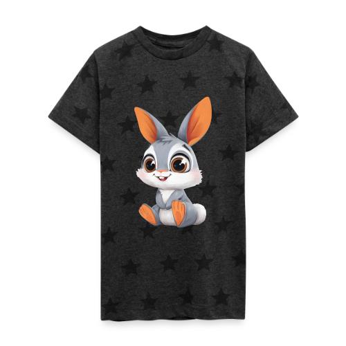 Multicolor Baby Rabbit Cartoon Sitting - Kid's 5 Star Print T-Shirt