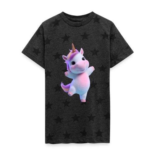 Cute Cartoon Unicorn Dancing Joyfully - Kid's 5 Star Print T-Shirt