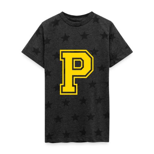 Letter P – Capital Athletic Alphabet Monogram - Kid's 5 Star Print T-Shirt