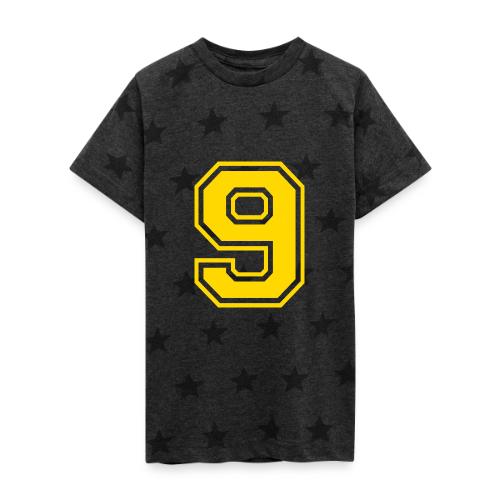 Number 9 in a classic athletic collegiate font - Kid's 5 Star Print T-Shirt