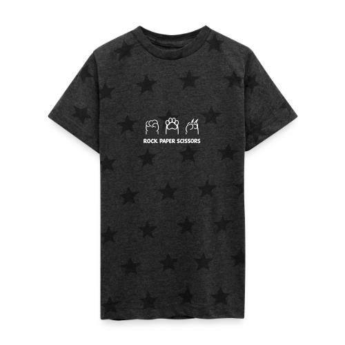 Playful Dog Paw Rock Paper Scissors - Kid's 5 Star Print T-Shirt