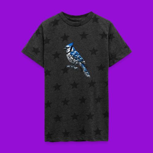 Silver Blue Jay on Perch + Flight Stages 2-print - Kid's 5 Star Print T-Shirt