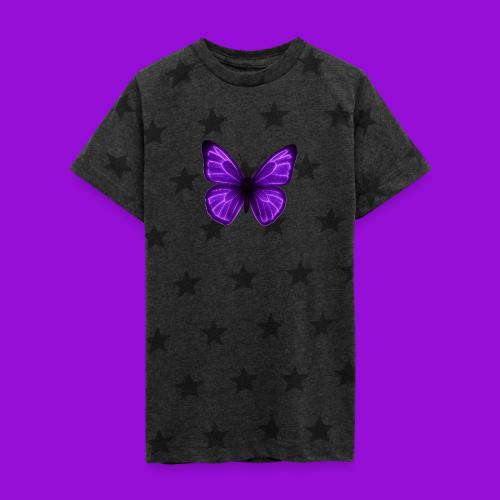 Neon Purple Butterfly - Kid's 5 Star Print T-Shirt