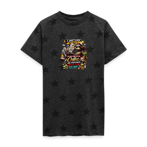 Just Here for Coffee and Paycheck - Kid's 5 Star Print T-Shirt