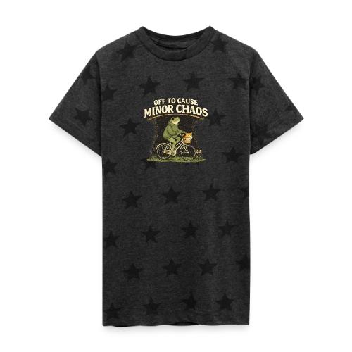 Minor Chaos Vintage Frog and Cat on Bicycle - Kid's 5 Star Print T-Shirt