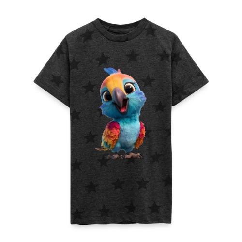 Colorful Cartoon Baby Parrot Design - Kid's 5 Star Print T-Shirt