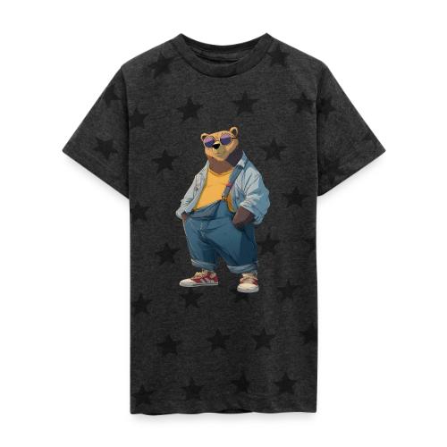 Fashion Streetwear Bear Cartoon Art - Kid's 5 Star Print T-Shirt