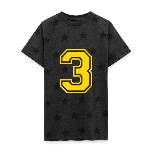 Number 3 in a classic athletic collegiate font - Kid's 5 Star Print T-Shirt
