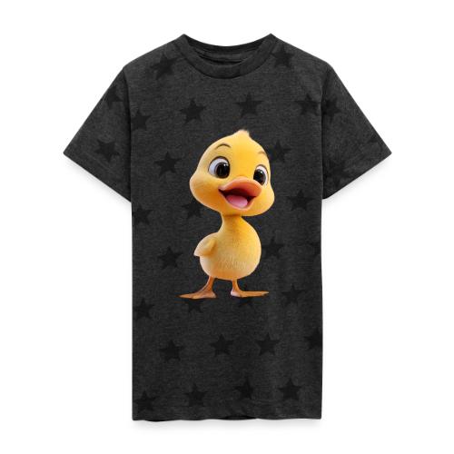 Bright Yellow Baby Duck Smiling - Kid's 5 Star Print T-Shirt