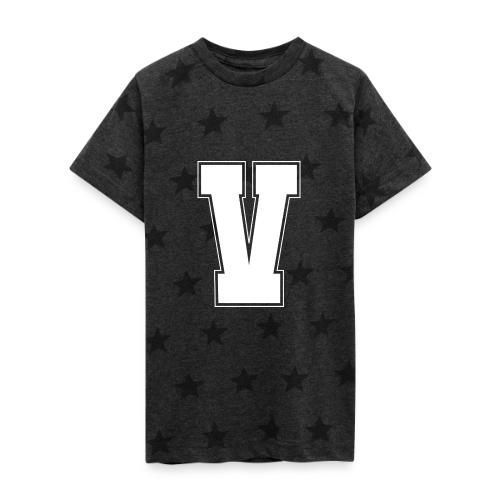 White Letter V – Varsity Alphabet Monogram - Kid's 5 Star Print T-Shirt