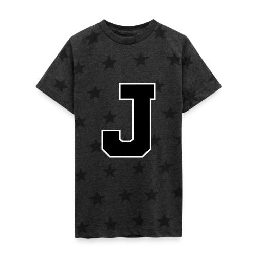 Varsity Letter J Athletic Alphabet Graphic - Kid's 5 Star Print T-Shirt