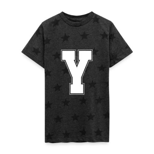 White Letter Y – Varsity Alphabet Monogram - Kid's 5 Star Print T-Shirt