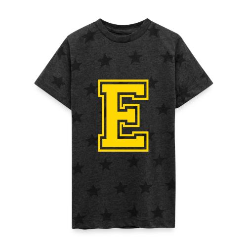 Letter E – Capital Athletic Alphabet Monogram - Kid's 5 Star Print T-Shirt