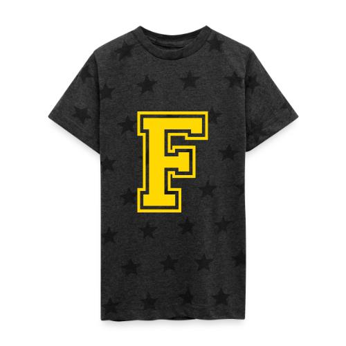 Letter F – Capital Athletic Alphabet Monogram - Kid's 5 Star Print T-Shirt