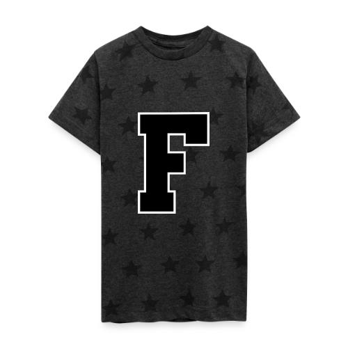 Varsity Letter F Athletic Monogram - Kid's 5 Star Print T-Shirt