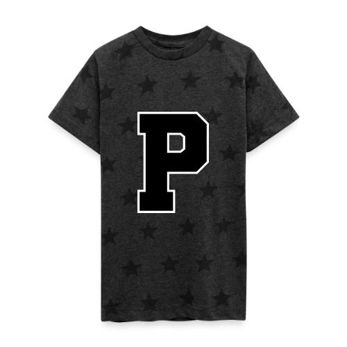 Varsity Letter P Athletic Alphabet Design - Kid's 5 Star Print T-Shirt