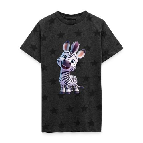 Playful 3D Baby Zebra Smiling Brightly - Kid's 5 Star Print T-Shirt