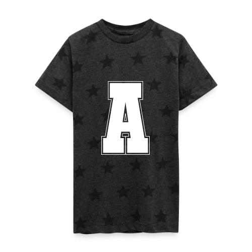 White Letter A – Varsity Alphabet Monogram - Kid's 5 Star Print T-Shirt