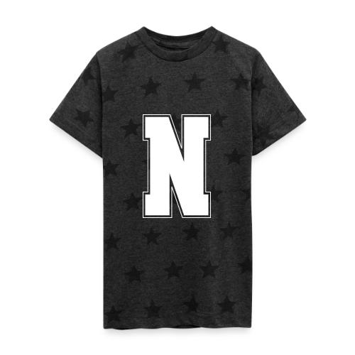 White Letter N – Varsity Alphabet Monogram - Kid's 5 Star Print T-Shirt