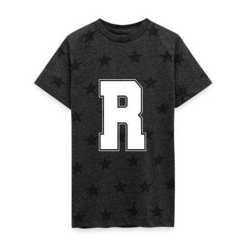 White Letter R – Varsity Alphabet Monogram - Kid's 5 Star Print T-Shirt