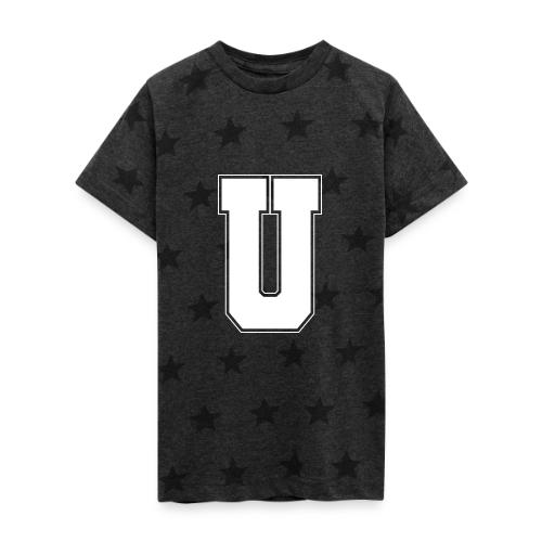 White Letter U – Varsity Alphabet Monogram - Kid's 5 Star Print T-Shirt