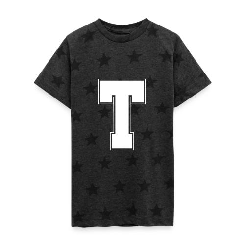 White Letter T – Varsity Alphabet Monogram - Kid's 5 Star Print T-Shirt