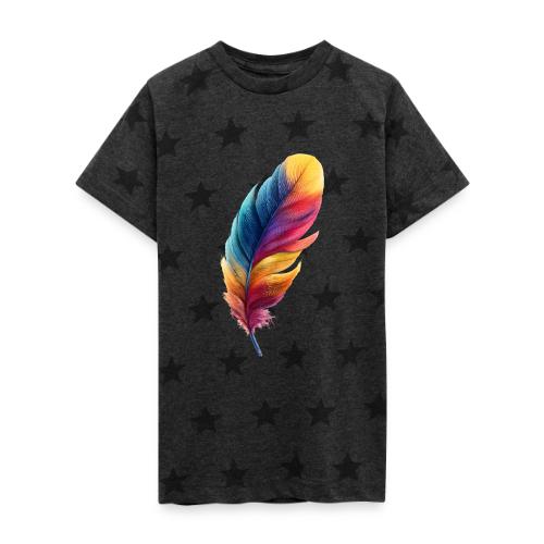 Rainbow Flight Feather - Kid's 5 Star Print T-Shirt