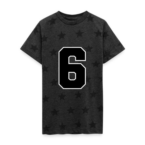 Varsity Number 6 Sports Font - Kid's 5 Star Print T-Shirt