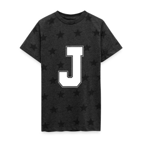 White Letter J – Varsity Alphabet Monogram - Kid's 5 Star Print T-Shirt
