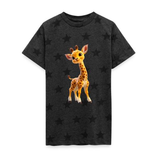 Adorable 3D Baby Giraffe with Big Eyes - Kid's 5 Star Print T-Shirt