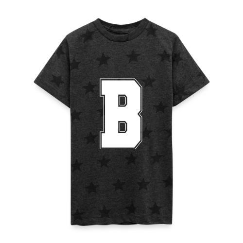 White Letter B – Varsity Alphabet Monogram - Kid's 5 Star Print T-Shirt