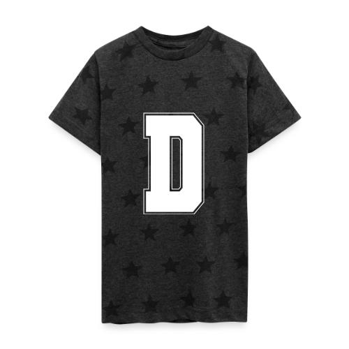 White Letter D – Varsity Alphabet Monogram - Kid's 5 Star Print T-Shirt