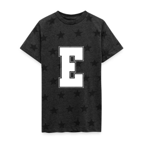 White Letter E – Varsity Alphabet Monogram - Kid's 5 Star Print T-Shirt