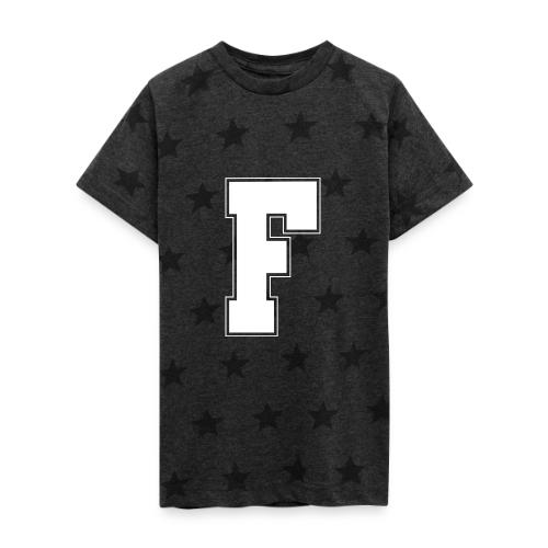 White Letter F – Varsity Alphabet Monogram - Kid's 5 Star Print T-Shirt